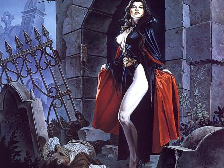 femme vampire sortant d'une crypte